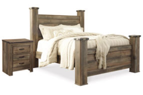 Signature Design by Ashley Trinell Queen Poster Bed and Nightstand-Brown