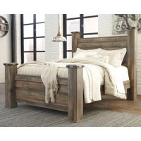 Trinell Queen Poster Bed, Dresser, Mirror and Nightstand-Brown