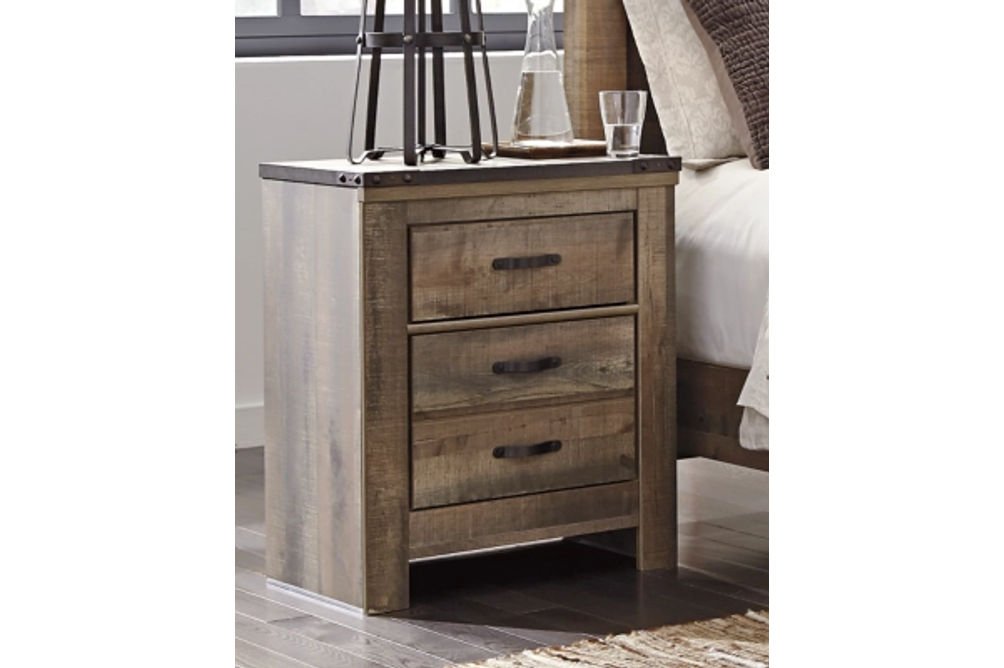 Signature Design by Ashley Trinell Queen Panel Bed and Nightstand-Brown