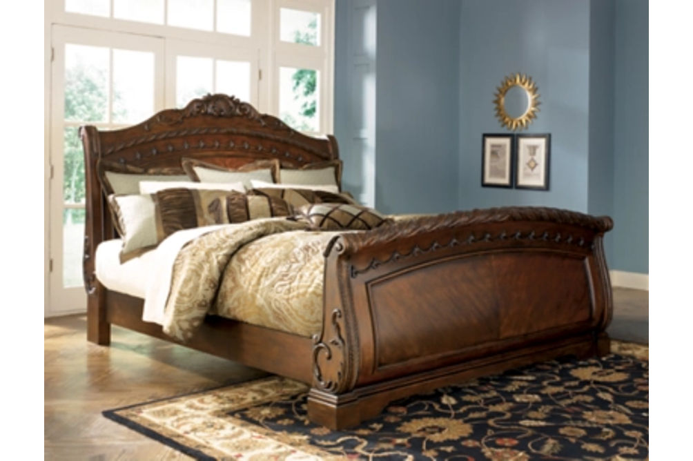 Millennium by Ashley North Shore Queen Sleigh Bed-Dark Brown