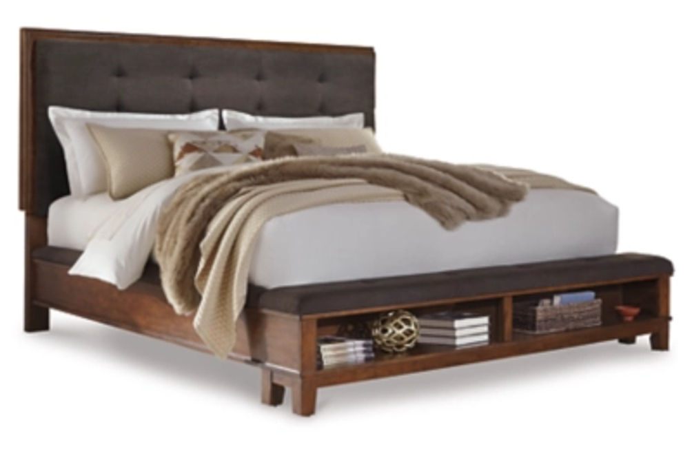 Signature Design by Ashley Ralene King Upholstered Panel Bed-Dark Brown
