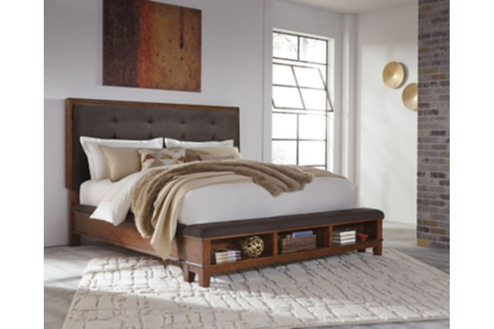 Signature Design by Ashley Ralene King Upholstered Panel Bed-Dark Brown