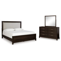 Signature Design by Ashley Neymorton Queen Upholstered Panel Bed, Dresser and