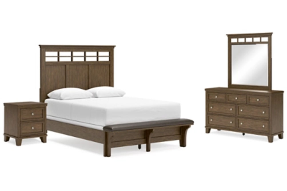 Benchcraft Shawbeck Queen Panel Bed, Dresser, Mirror and Nightstand-Dark Brown