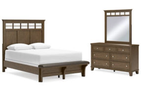 Benchcraft Shawbeck Queen Panel Bed, Dresser and Mirror-Dark Brown