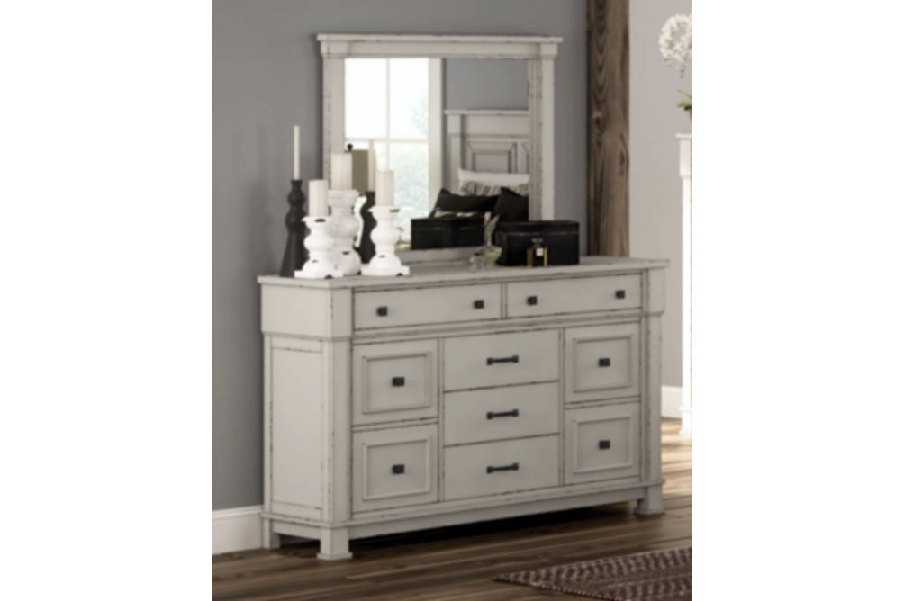 Jennily Queen Panel Bed with Dresser and Mirror