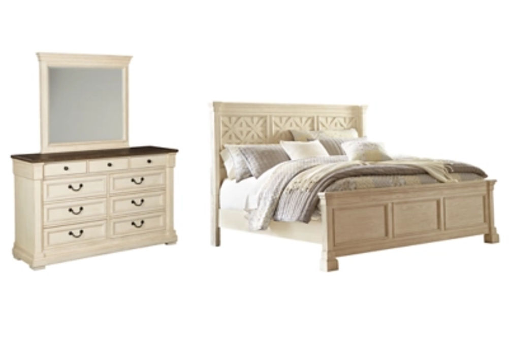 Signature Design by Ashley Bolanburg King Panel Bed, Dresser and Mirror