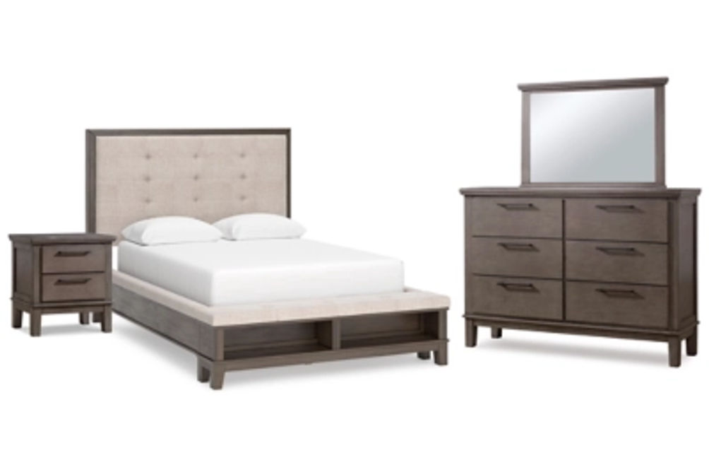 Benchcraft Hallanden Queen Storage Bed, Dresser, Mirror and Nightstand-Gray