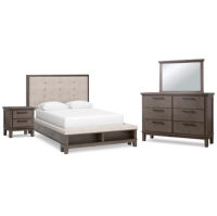 Benchcraft Hallanden Queen Storage Bed, Dresser, Mirror and Nightstand-Gray