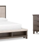 Benchcraft Hallanden Queen Panel Bed with Storage, Dresser and Mirror