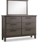 Benchcraft Hallanden Queen Storage Bed, Dresser, Mirror and Nightstand-Gray