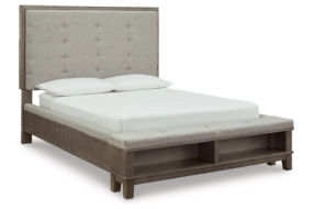 Benchcraft Hallanden Queen Upholstered Storage Bed-Gray