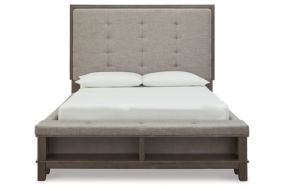 Benchcraft Hallanden Queen Upholstered Storage Bed-Gray