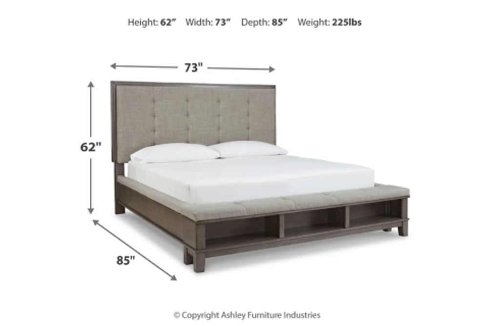 Benchcraft Hallanden Queen Panel Bed with Storage, Dresser and Mirror