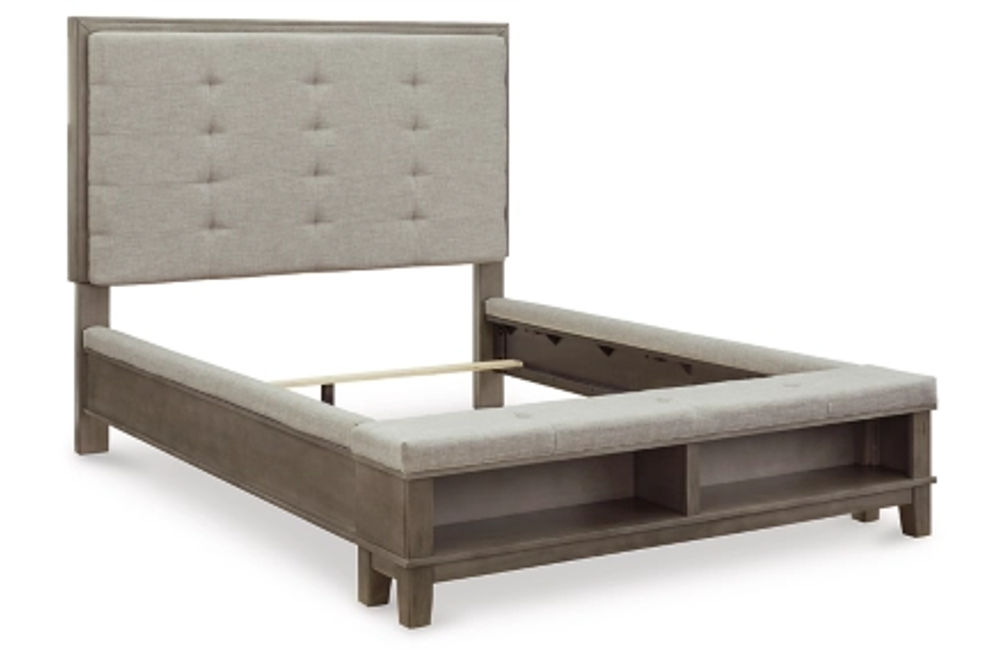 Benchcraft Hallanden Queen Upholstered Storage Bed-Gray