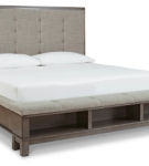 Benchcraft Hallanden California King Panel Bed with Storage-Gray