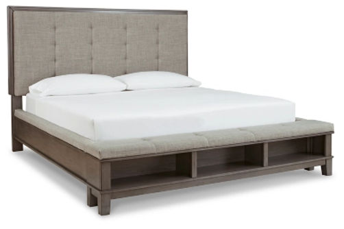 Benchcraft Hallanden King Panel Bed with Storage-Gray