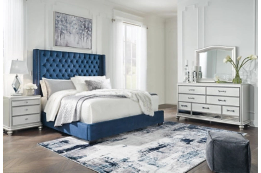 Signature Design by Ashley Coralayne King Upholstered Bed with Mirrored Dresser