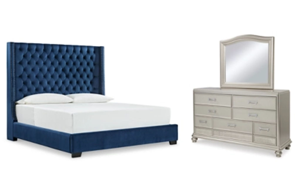 Signature Design by Ashley Coralayne King Upholstered Bed, Dresser and Mirror