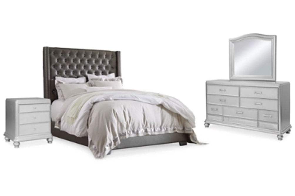 Signature Design by Ashley Coralayne Queen Upholstered Bed with Mirrored Dress