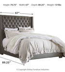 Coralayne Queen Upholstered Panel Bed, Dresser and Nightstand-Silver