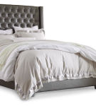 Coralayne Queen Upholstered Bed, Dresser and 2 Nightstands-Silver