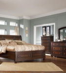 Millennium by Ashley Porter King Sleigh Storage Bed, Dresser and Mirror-Rustic