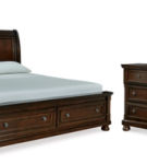 Millennium by Ashley Porter King Sleigh Storage Bed, Dresser and Mirror-Rustic