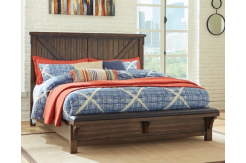 Signature Design by Ashley Lakeleigh King Panel Bed with Upholstered Bench-Bro