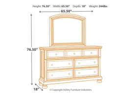 Flynnter King Panel Bed, Dresser, Mirror, and Nightstand-Medium Brown