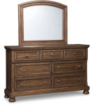 Flynnter Queen Panel Bed, Dresser, Mirror, and Nightstand-Medium Brown