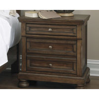 Flynnter King Panel Bed, Dresser, Mirror, and Nightstand-Medium Brown