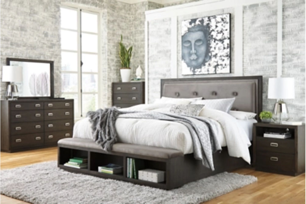 Signature Design by Ashley Hyndell King Upholstered Panel Bed with Storage