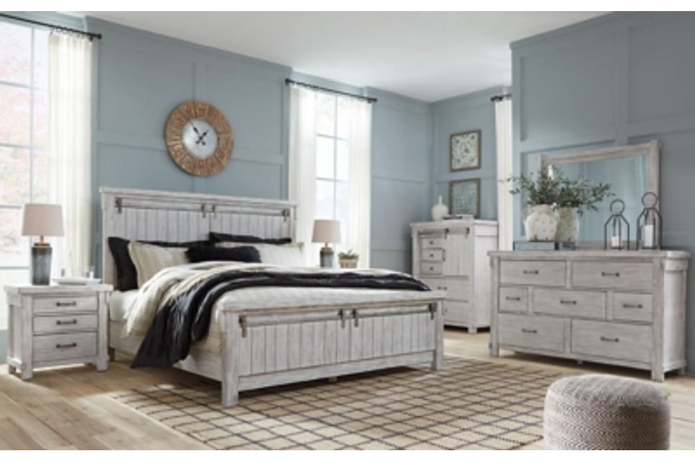 Brashland Queen Panel Bed, Dresser, Mirror, and Nightstand-White