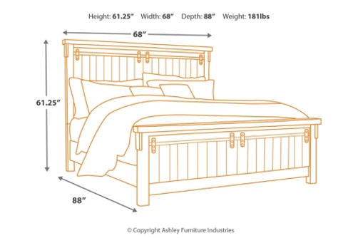 Brashland Queen Panel Bed, Dresser, Mirror, and Nightstand-White