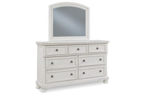 Robbinsdale King Panel Storage Bed, Dresser and Mirror-Antique White