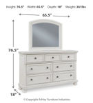 Robbinsdale Queen Sleigh Storage Bed, Dresser and Mirror-Antique White