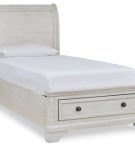 Signature Design by Ashley Robbinsdale Twin Sleigh Storage Bed-Antique White