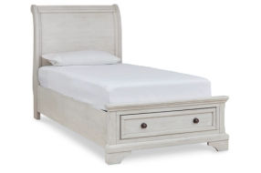 Signature Design by Ashley Robbinsdale Twin Sleigh Storage Bed-Antique White