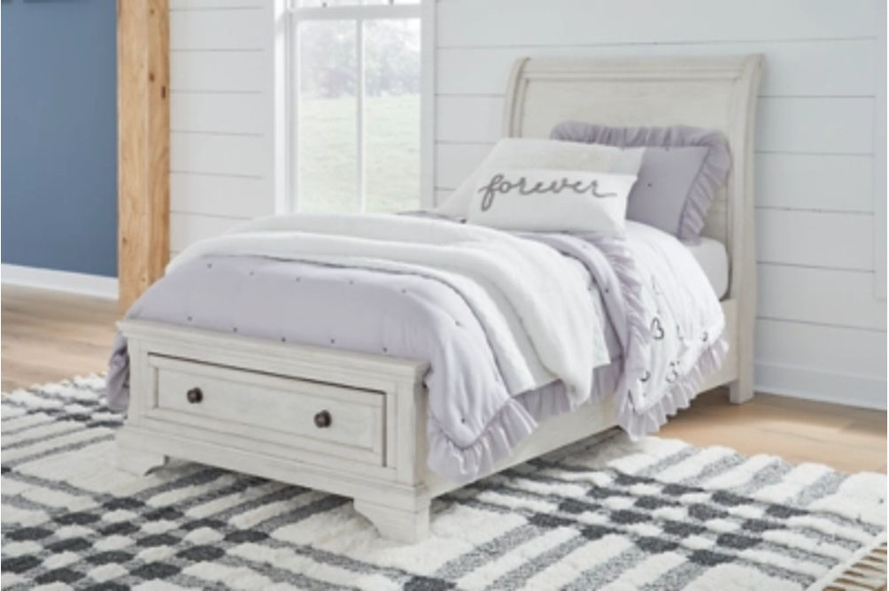 Signature Design by Ashley Robbinsdale Twin Sleigh Storage Bed-Antique White