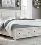 Robbinsdale Queen Panel Storage Bed, Dresser and Mirror-Antique White