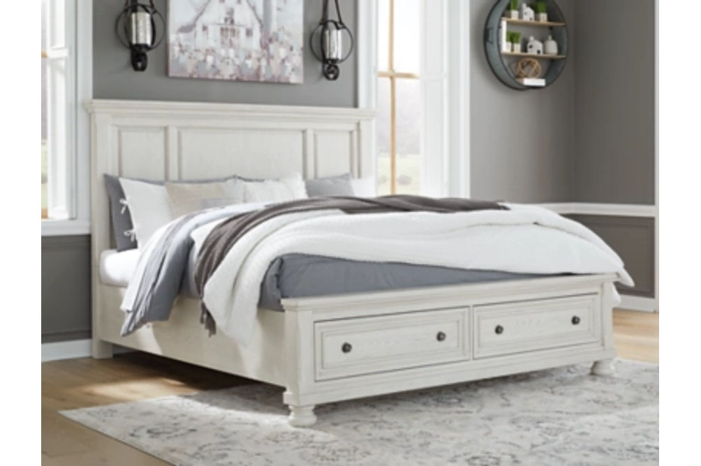 Signature Design by Ashley Robbinsdale King Panel Storage Bed-Antique White