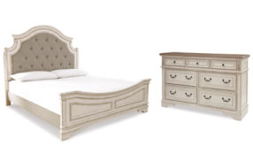 Signature Design by Ashley Realyn King Upholstered Panel Bed and Dresser-Two-t