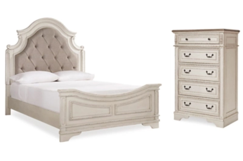 Signature Design by Ashley Realyn Queen Upholstered Panel Bed and Chest