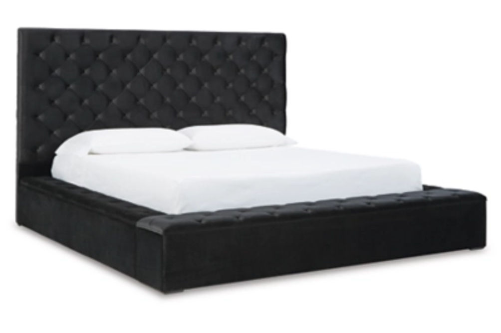 Signature Design by Ashley Lindenfield King Upholstered Bed with Storage-Black