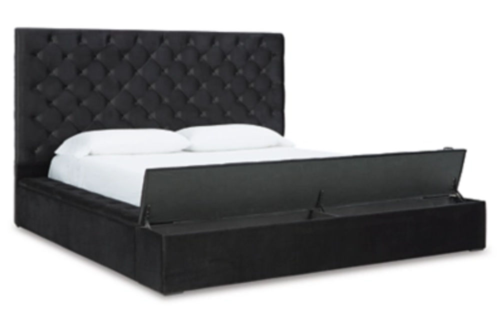 Signature Design by Ashley Lindenfield King Upholstered Bed with Storage-Black