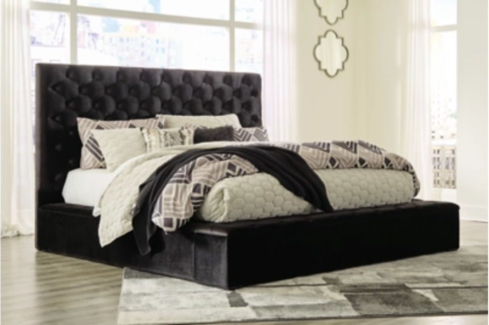 Signature Design by Ashley Lindenfield King Storage Bed and 2 Nightstands-Silv