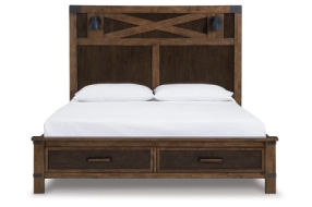 Benchcraft Wyattfield Queen Panel Bed with Storage-Two-tone