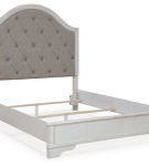 Brollyn Queen Upholstered Panel Bed, Dresser and Mirror-