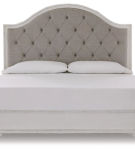 Brollyn King Upholstered Panel Bed, Dresser and Mirror-